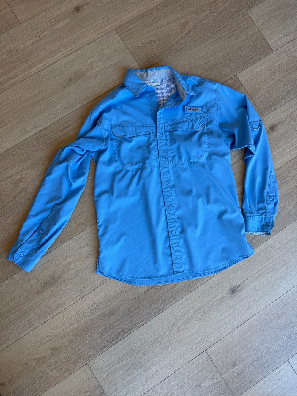 Columbia PFG Light Blue Long-Sleeve Outdoor Shirt